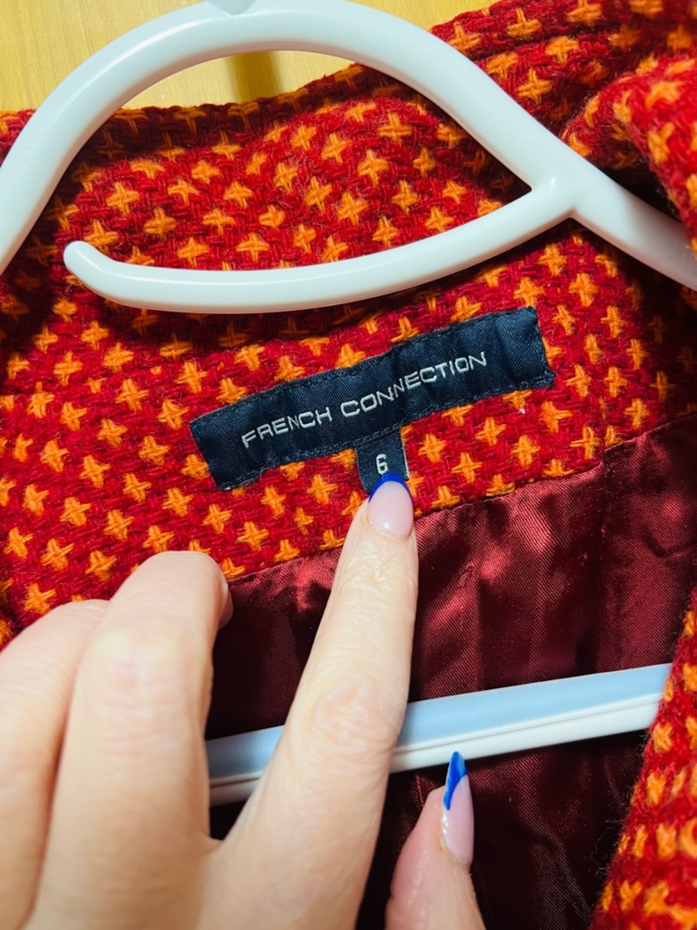 French Connection Red Patterned Button-Up Jacket - Picture 2 of 9